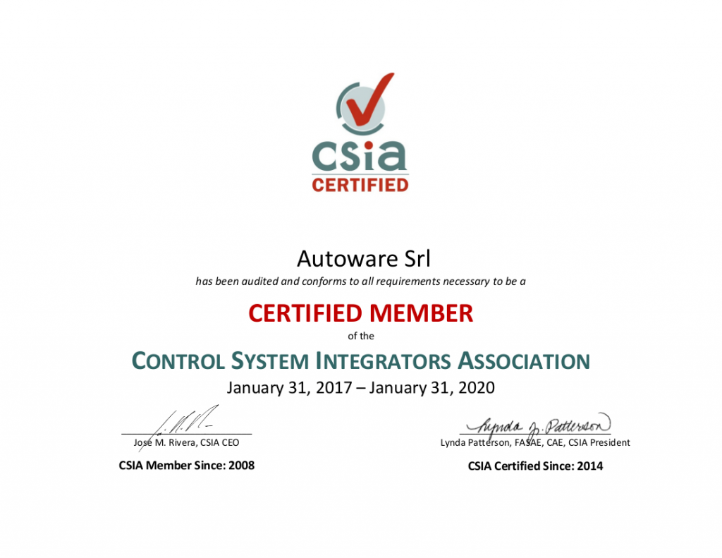 CSIA Certificate Autoware