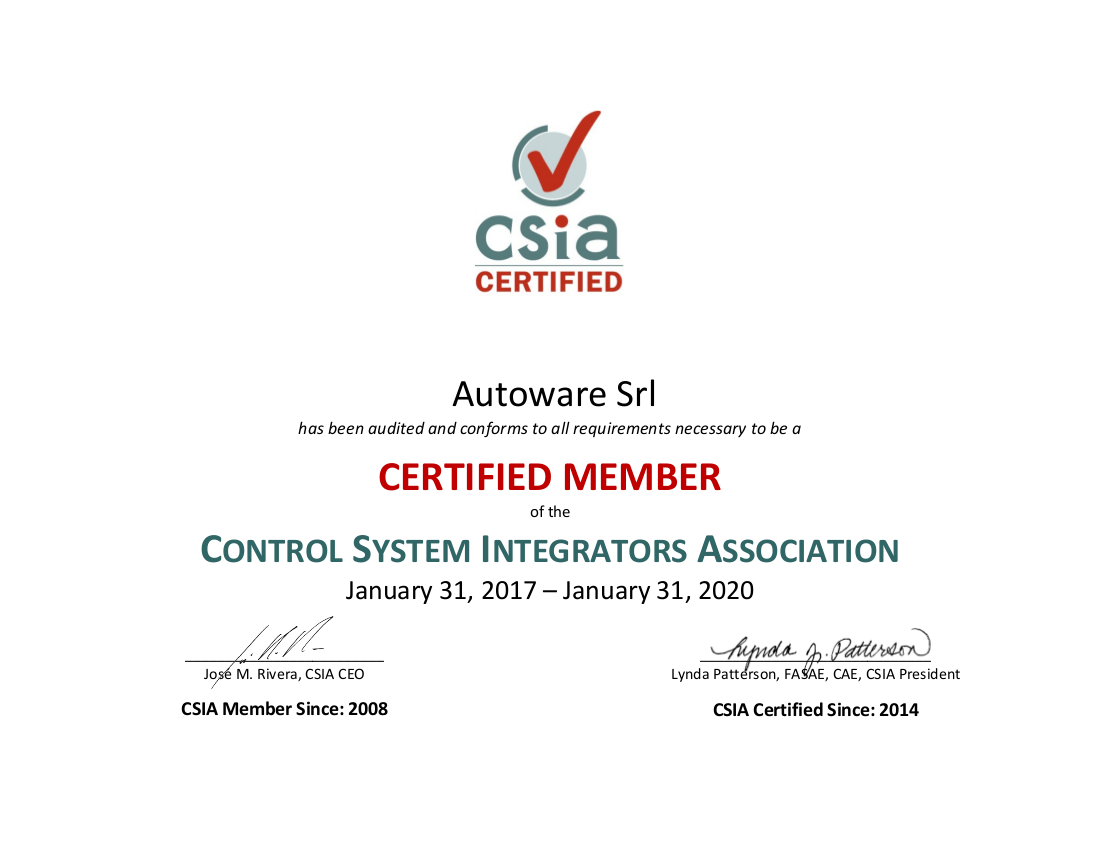 CSIA Certificate Autoware